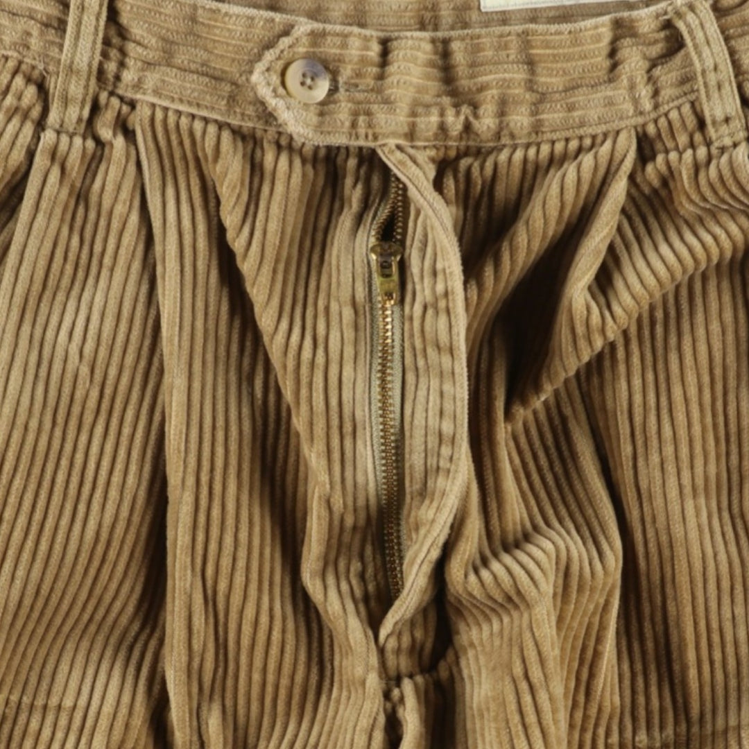 Eddie Bauer Two-Puck Wide-Rib Corduroy Pants, Men's Size 34 cotton Khaki type Vintage Second Hand