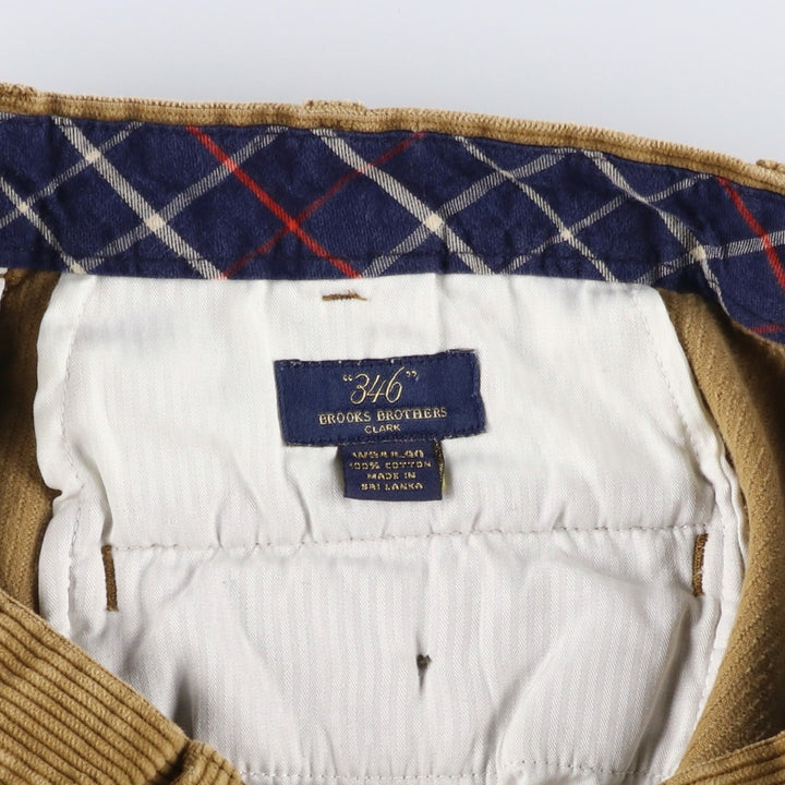 Brooks Brothers 346 Corduroy Pants for Men, W34 equivalent cotton brown type Vintage Second Hand