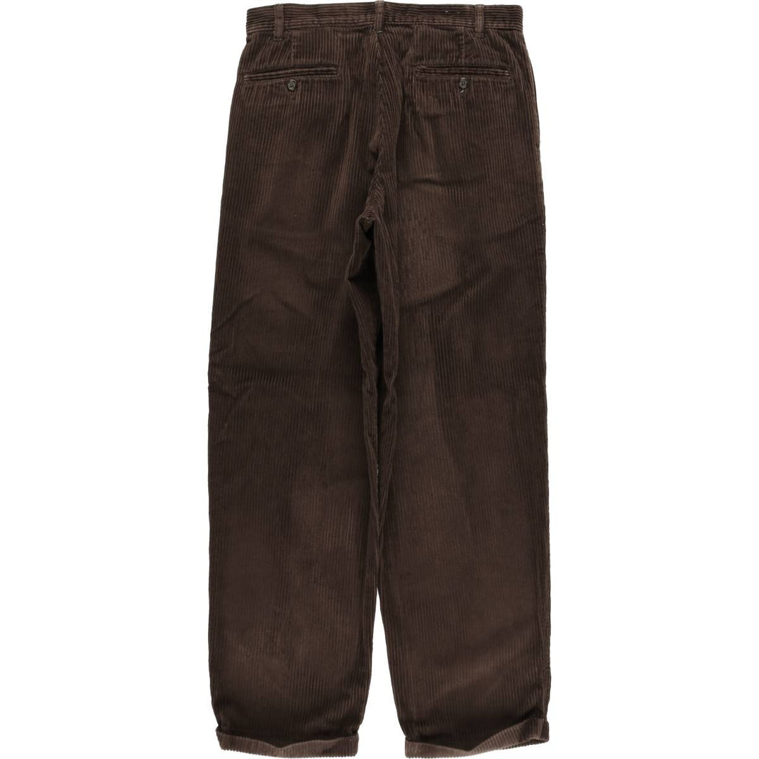 Eddie Bauer two-pleat wide-wale corduroy pants, men's size W33 (approx.) cotton brown type Vintage Second Hand