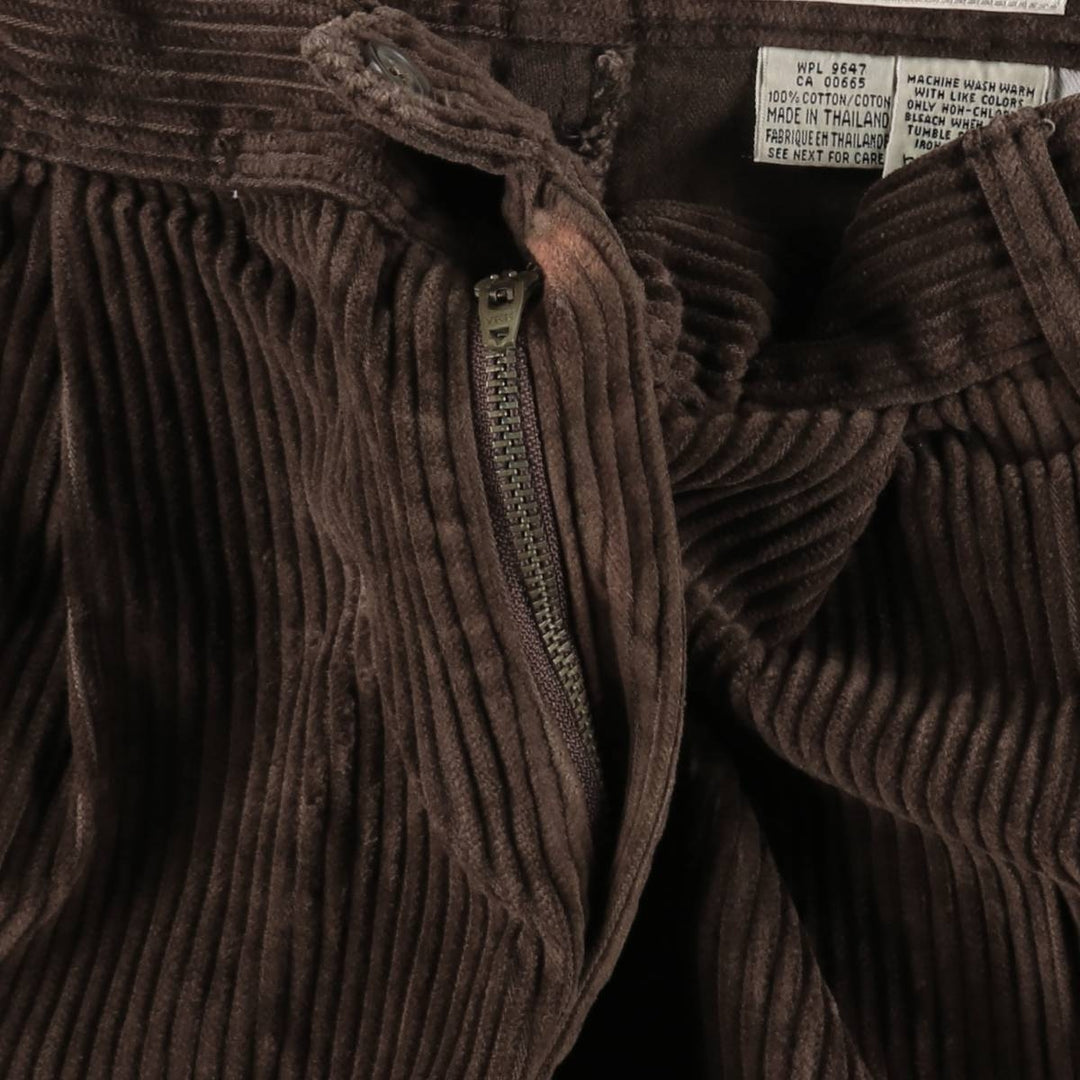 Eddie Bauer two-pleat wide-wale corduroy pants, men's size W33 (approx.) cotton brown type Vintage Second Hand