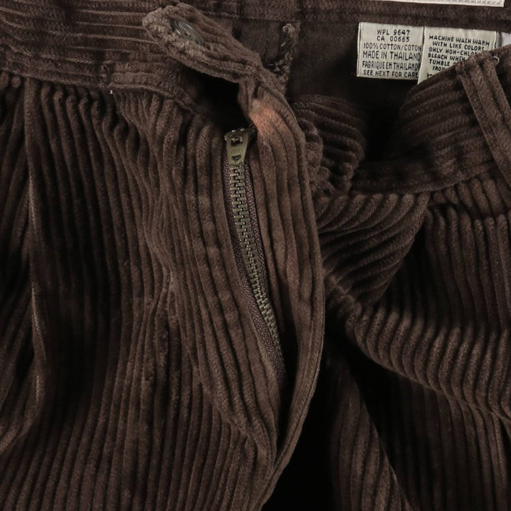 Eddie Bauer two-pleat wide-wale corduroy pants, men's size W33 (approx.) cotton brown type Vintage Second Hand