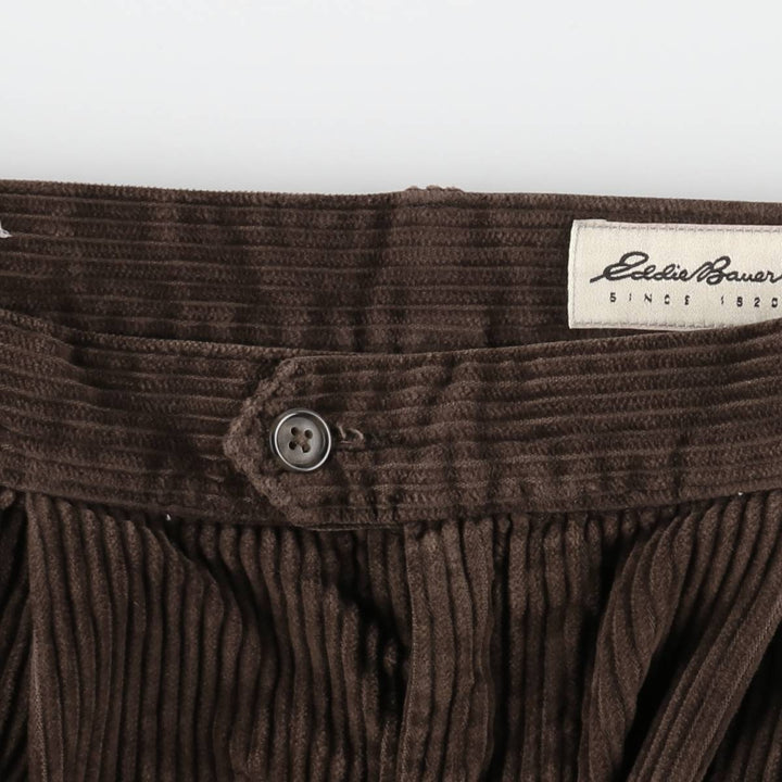 Eddie Bauer two-pleat wide-wale corduroy pants, men's size W33 (approx.) cotton brown type Vintage Second Hand