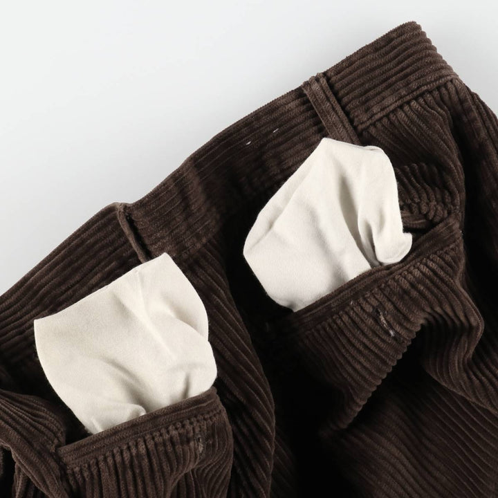 Eddie Bauer two-pleat wide-wale corduroy pants, men's size W33 (approx.) cotton brown type Vintage Second Hand