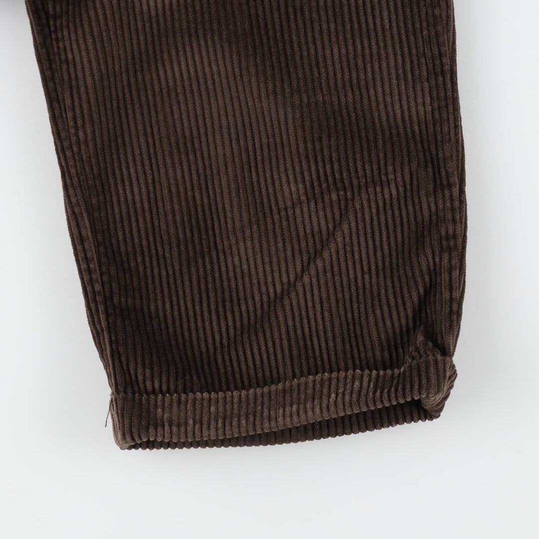 Eddie Bauer two-pleat wide-wale corduroy pants, men's size W33 (approx.) cotton brown type Vintage Second Hand