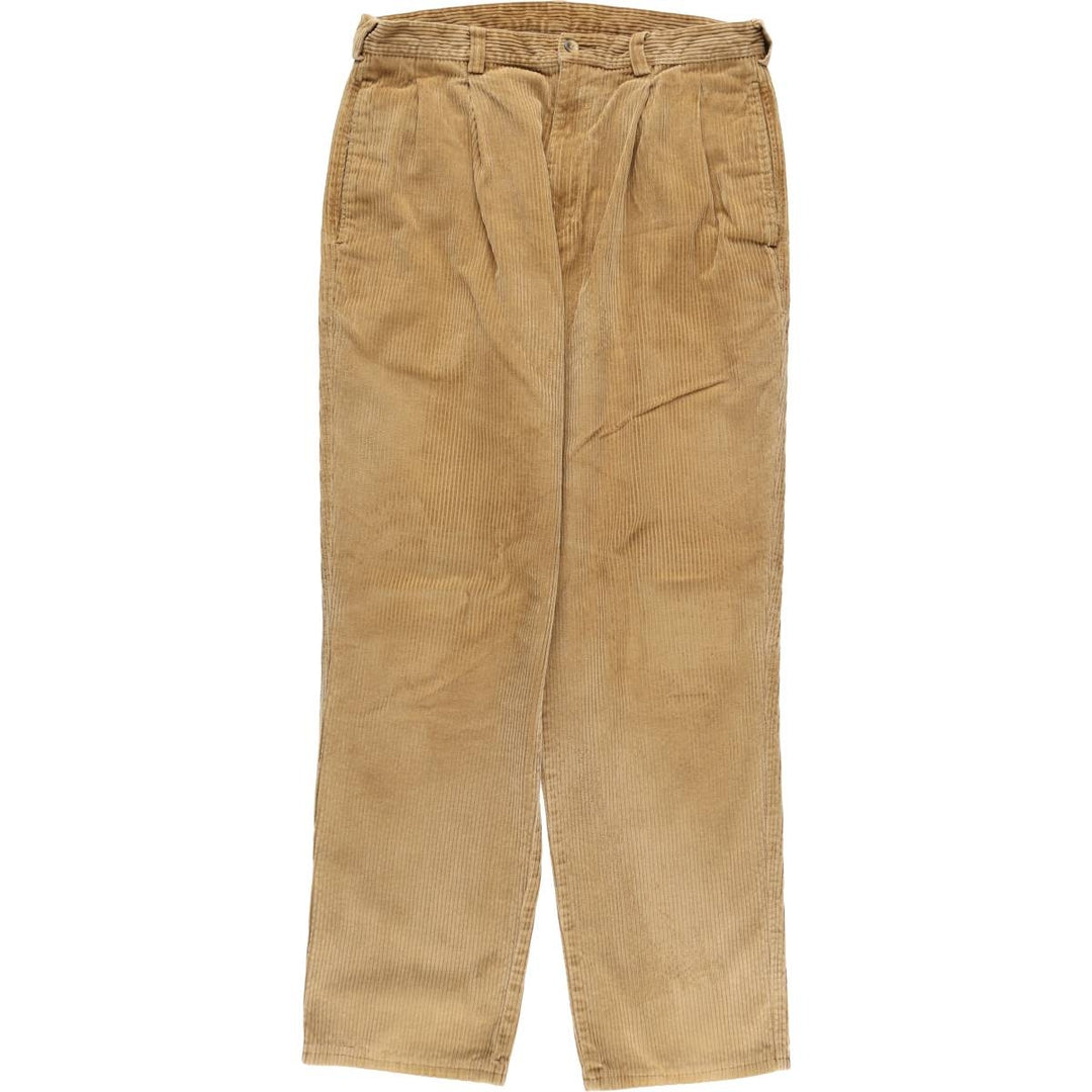 90'S Lands' End wide-wale, two-pleat corduroy pants, men's size W34 (approx.) cotton brown type Vintage Second Hand