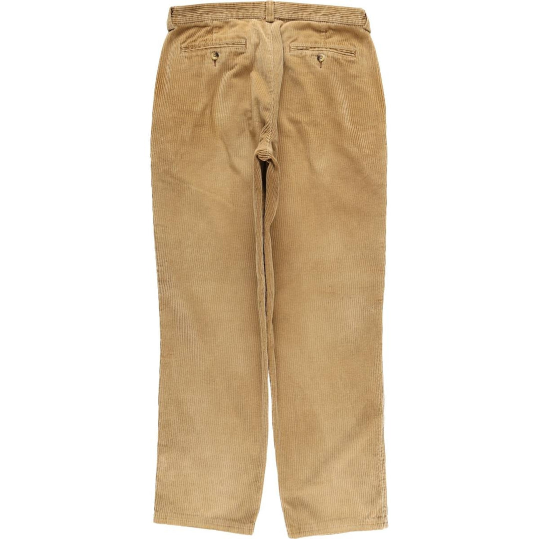 90'S Lands' End wide-wale, two-pleat corduroy pants, men's size W34 (approx.) cotton brown type Vintage Second Hand
