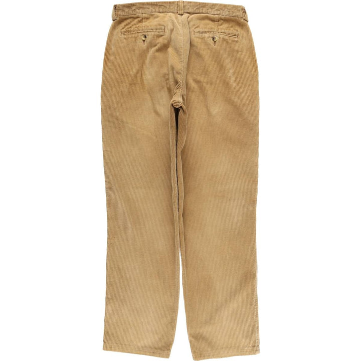 90'S Lands' End wide-wale, two-pleat corduroy pants, men's size W34 (approx.) cotton brown type Vintage Second Hand