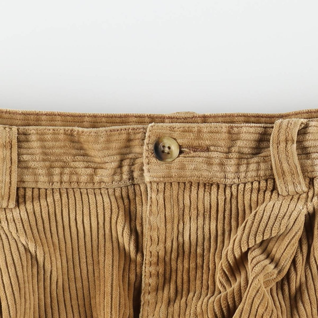 90'S Lands' End wide-wale, two-pleat corduroy pants, men's size W34 (approx.) cotton brown type Vintage Second Hand