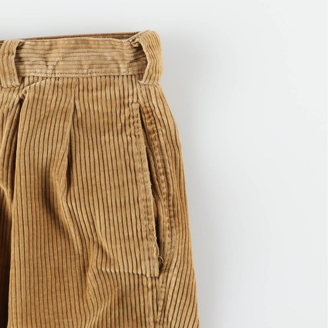 90'S Lands' End wide-wale, two-pleat corduroy pants, men's size W34 (approx.) cotton brown type Vintage Second Hand
