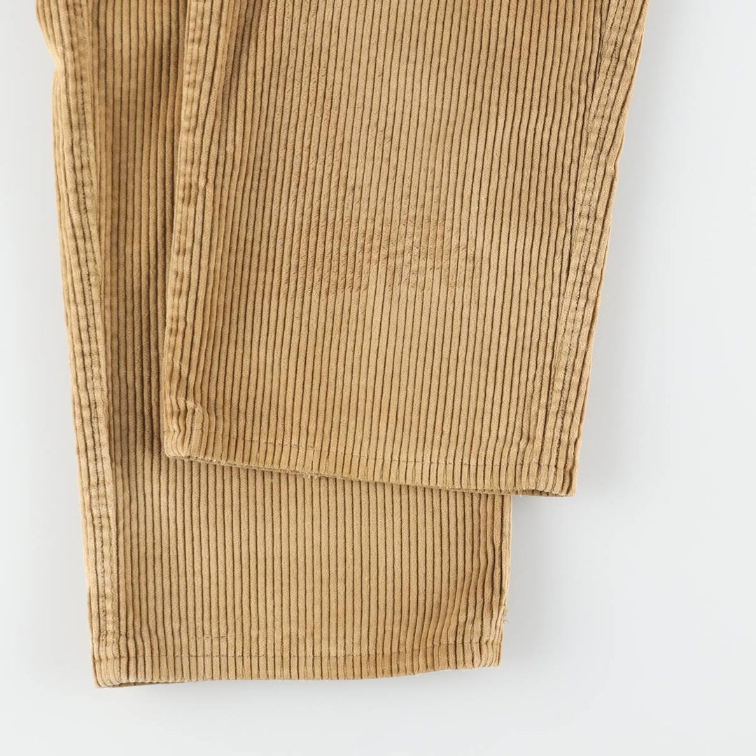 90'S Lands' End wide-wale, two-pleat corduroy pants, men's size W34 (approx.) cotton brown type Vintage Second Hand