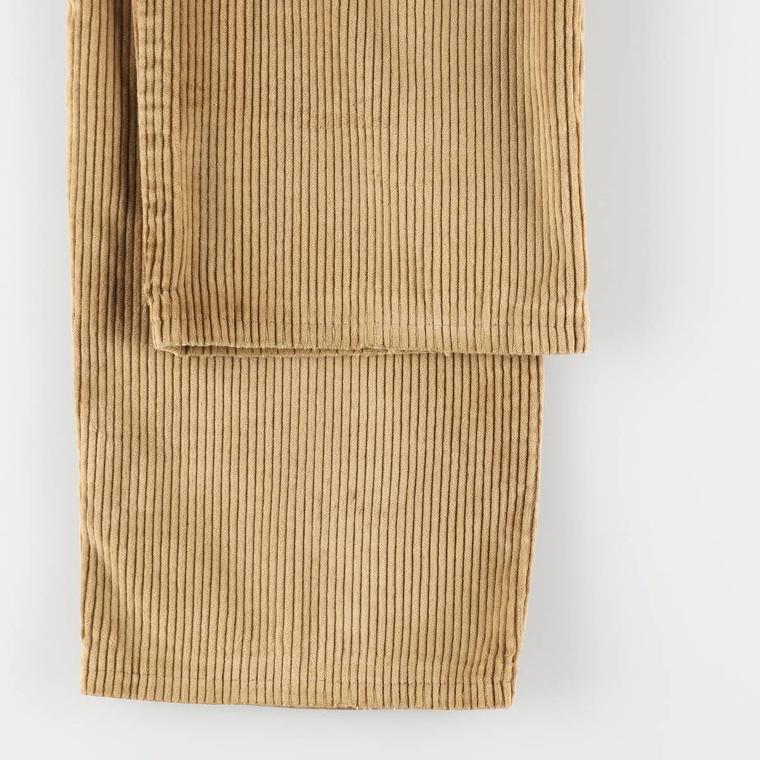 90'S Lands' End wide-wale, two-pleat corduroy pants, men's size W34 (approx.) cotton brown type Vintage Second Hand