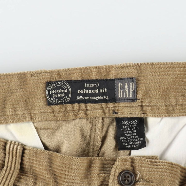 90'S GAP Relaxed Fit Two-Pleat Corduroy Pants, Men's Size W34 (approx.), Vintage cotton Beige type Vintage Second Hand