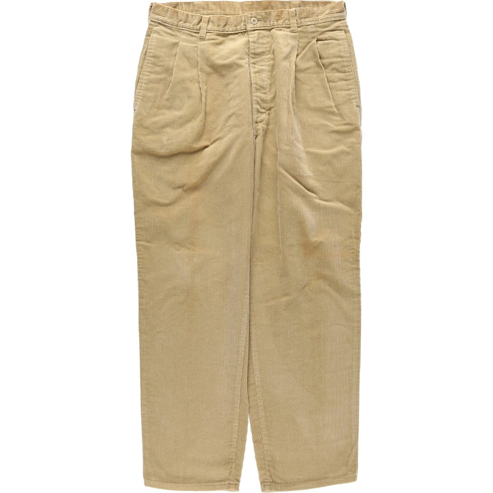 1980'S L.L.Bean RANGELEY Two-Pleat Corduroy Pants, Made in USA, Men's Size W34 (approx.), Vintage cotton Beige type Vintage Second Hand