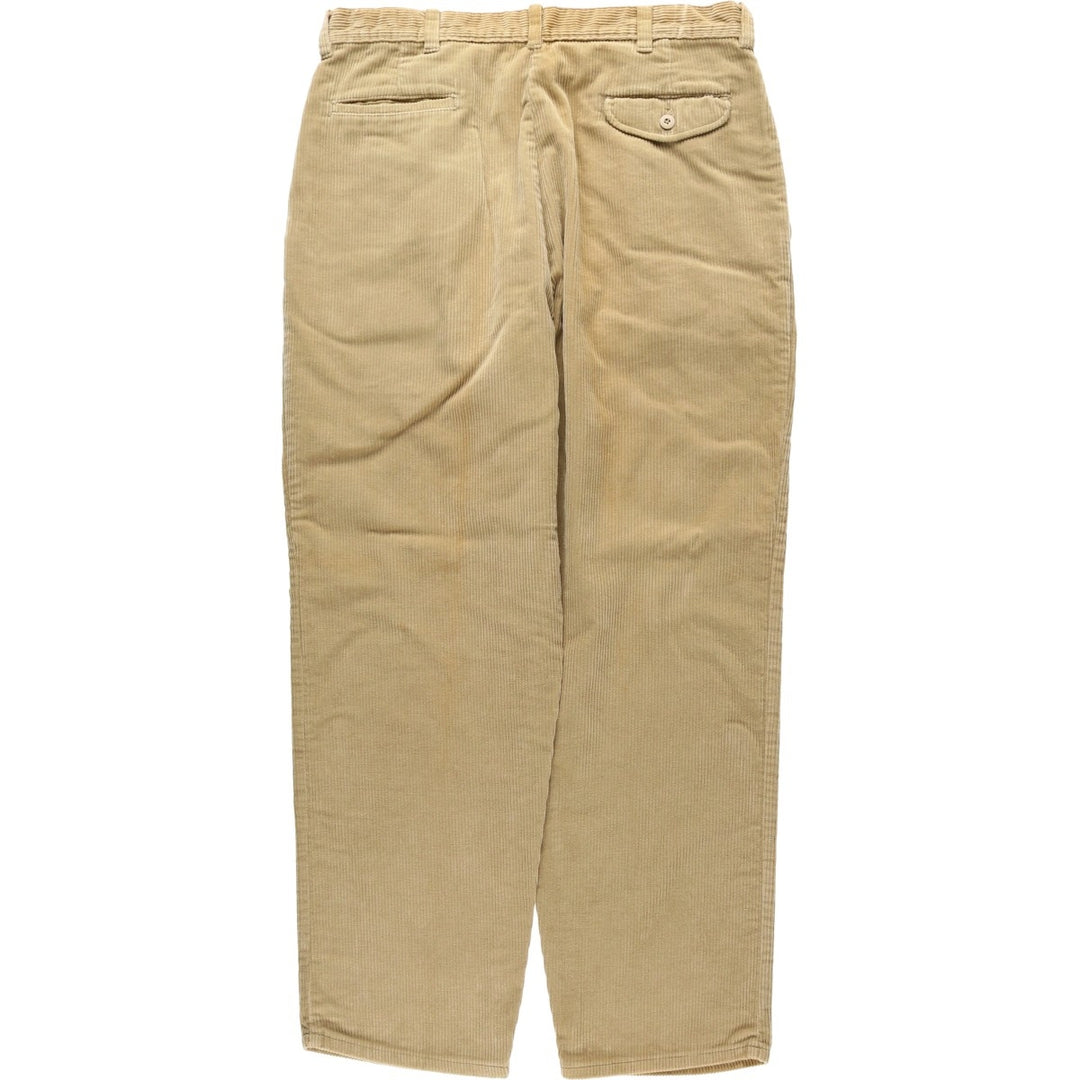 1980'S L.L.Bean RANGELEY Two-Pleat Corduroy Pants, Made in USA, Men's Size W34 (approx.), Vintage cotton Beige type Vintage Second Hand