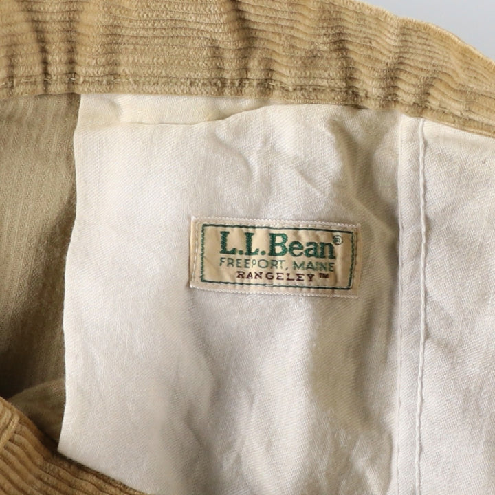 1980'S L.L.Bean RANGELEY Two-Pleat Corduroy Pants, Made in USA, Men's Size W34 (approx.), Vintage cotton Beige type Vintage Second Hand