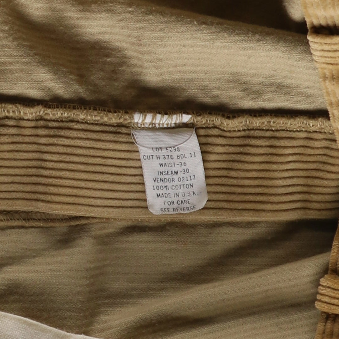 1980'S L.L.Bean RANGELEY Two-Pleat Corduroy Pants, Made in USA, Men's Size W34 (approx.), Vintage cotton Beige type Vintage Second Hand
