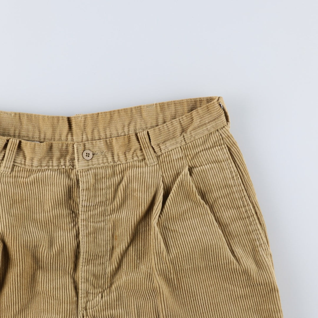 1980'S L.L.Bean RANGELEY Two-Pleat Corduroy Pants, Made in USA, Men's Size W34 (approx.), Vintage cotton Beige type Vintage Second Hand