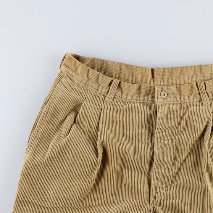 1980'S L.L.Bean RANGELEY Two-Pleat Corduroy Pants, Made in USA, Men's Size W34 (approx.), Vintage cotton Beige type Vintage Second Hand