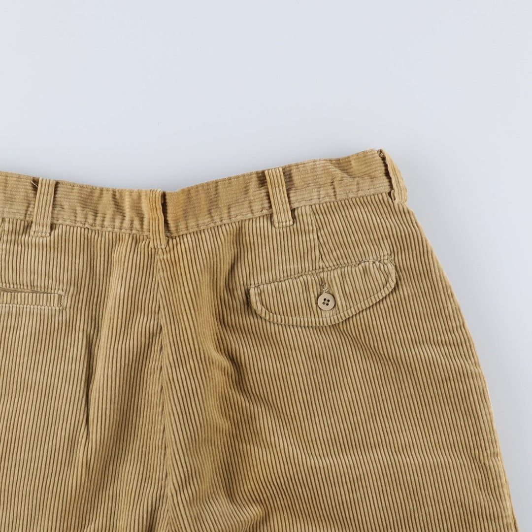 1980'S L.L.Bean RANGELEY Two-Pleat Corduroy Pants, Made in USA, Men's Size W34 (approx.), Vintage cotton Beige type Vintage Second Hand