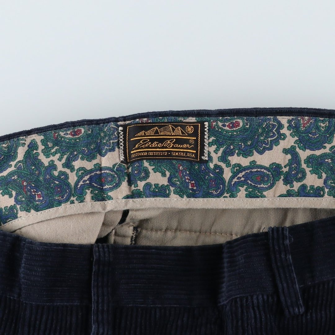 70s-80'S Eddie Bauer Black Tag Corduroy Pants, Made in USA, Men's Size W33 (approx.), Vintage cotton navy blue type Vintage Second Hand