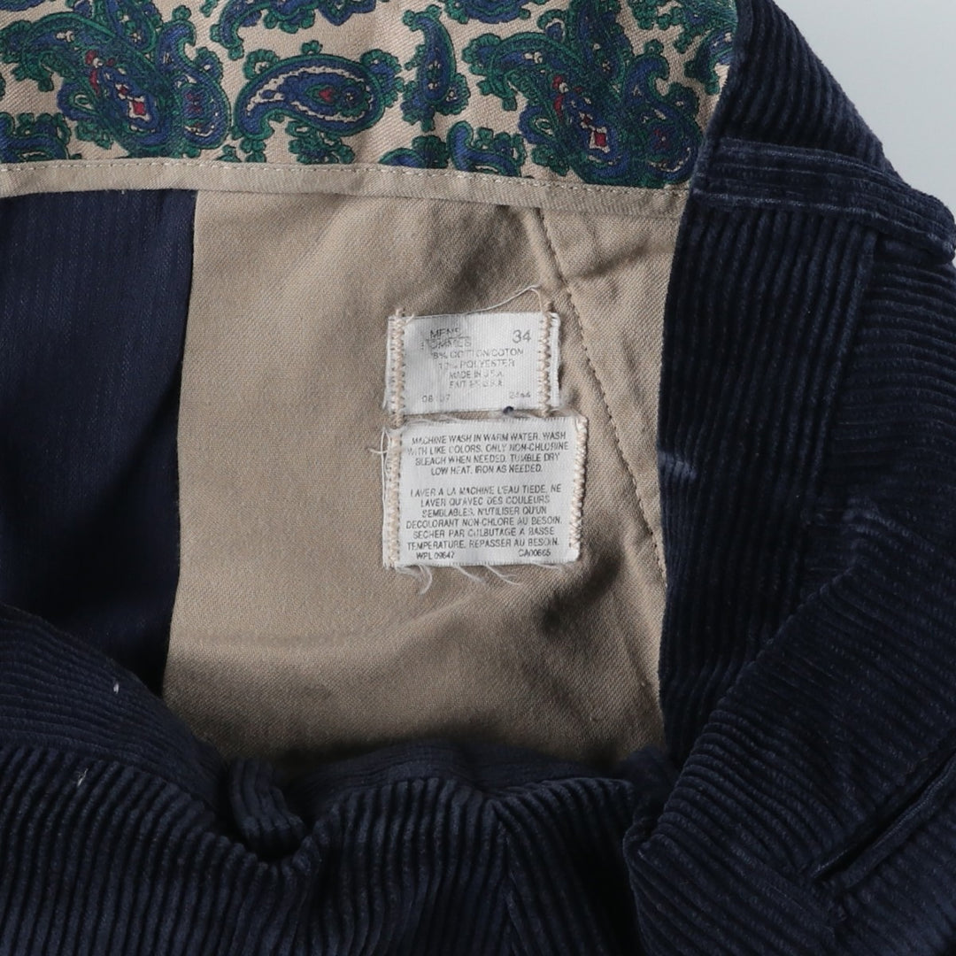 70s-80'S Eddie Bauer Black Tag Corduroy Pants, Made in USA, Men's Size W33 (approx.), Vintage cotton navy blue type Vintage Second Hand