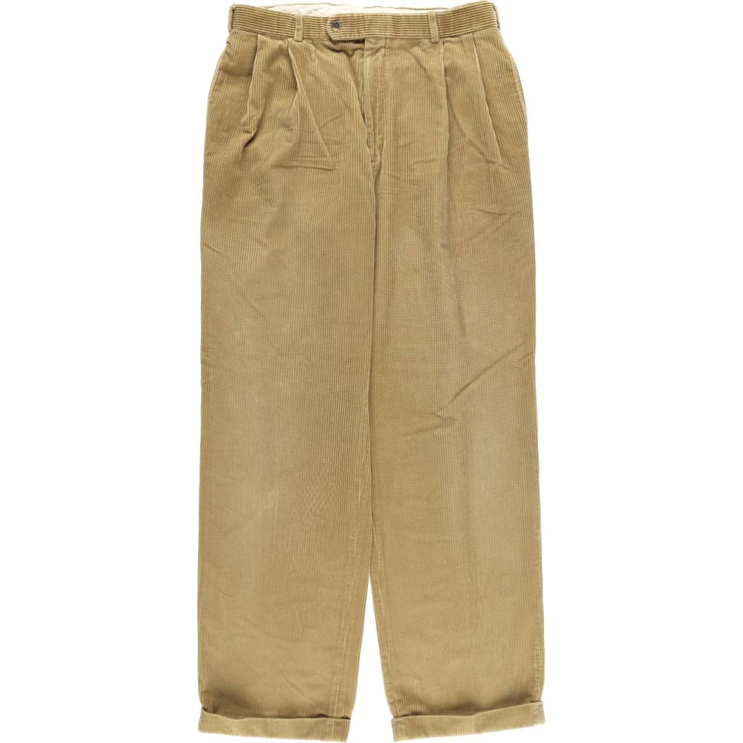 Brooks Brothers ESTABLISHED 1818 Two-Pleat Wide-Wale Corduroy Pants, Made in Canada, Men's Size W33 (approx.) cotton Beige type Vintage Second Hand