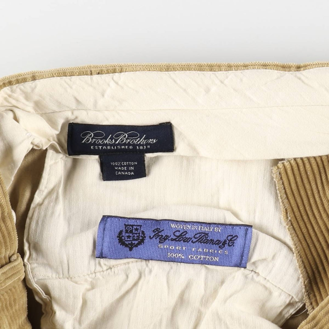 Brooks Brothers ESTABLISHED 1818 Two-Pleat Wide-Wale Corduroy Pants, Made in Canada, Men's Size W33 (approx.) cotton Beige type Vintage Second Hand