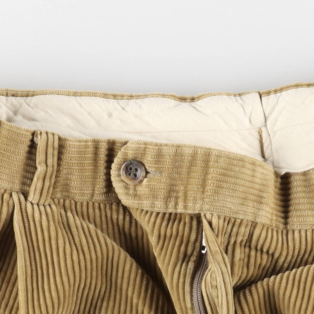 Brooks Brothers ESTABLISHED 1818 Two-Pleat Wide-Wale Corduroy Pants, Made in Canada, Men's Size W33 (approx.) cotton Beige type Vintage Second Hand