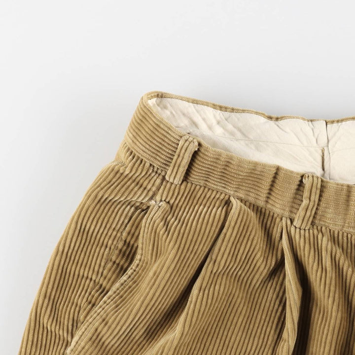 Brooks Brothers ESTABLISHED 1818 Two-Pleat Wide-Wale Corduroy Pants, Made in Canada, Men's Size W33 (approx.) cotton Beige type Vintage Second Hand