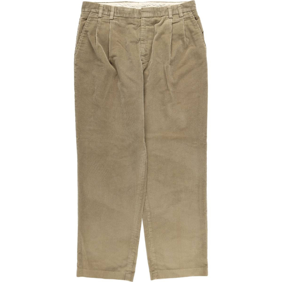 1990'S Eddie Bauer wide-wale corduroy pants with two pleats, made in the USA, men's size W36 (approx.) cotton brown type Vintage Second Hand