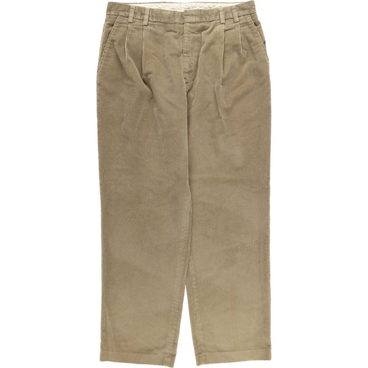 1990'S Eddie Bauer wide-wale corduroy pants with two pleats, made in the USA, men's size W36 (approx.) cotton brown type Vintage Second Hand
