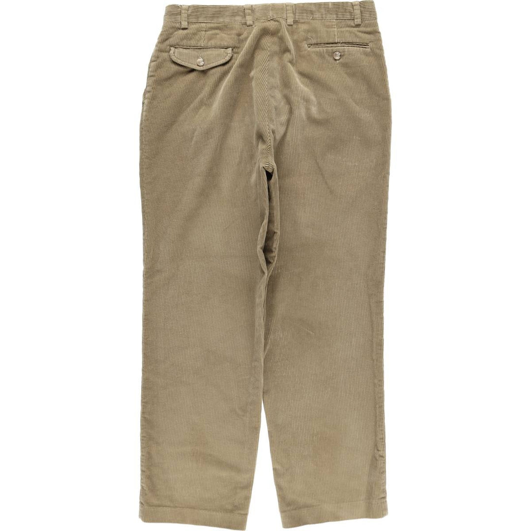 1990'S Eddie Bauer wide-wale corduroy pants with two pleats, made in the USA, men's size W36 (approx.) cotton brown type Vintage Second Hand