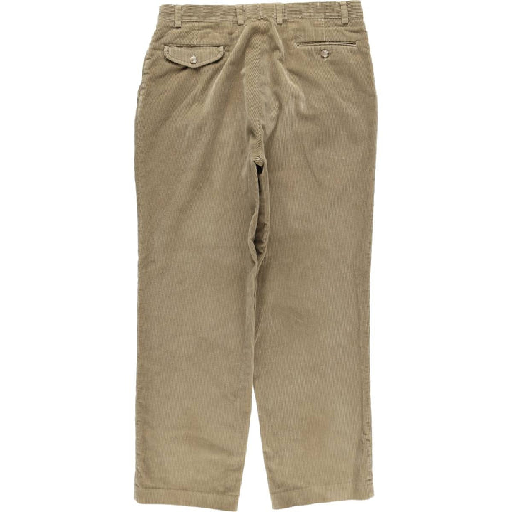 1990'S Eddie Bauer wide-wale corduroy pants with two pleats, made in the USA, men's size W36 (approx.) cotton brown type Vintage Second Hand