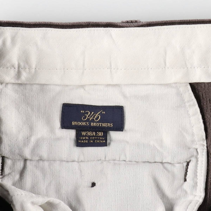 Brooks Brothers 346 Two-pleat Corduroy Pants for Men, Size W36 cotton brown type Vintage Second Hand