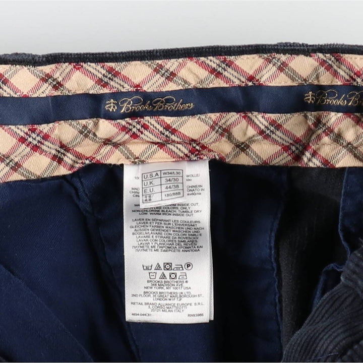 Brooks Brothers Clark Corduroy Pants, Men's, Size W34 cotton navy blue type Vintage Second Hand