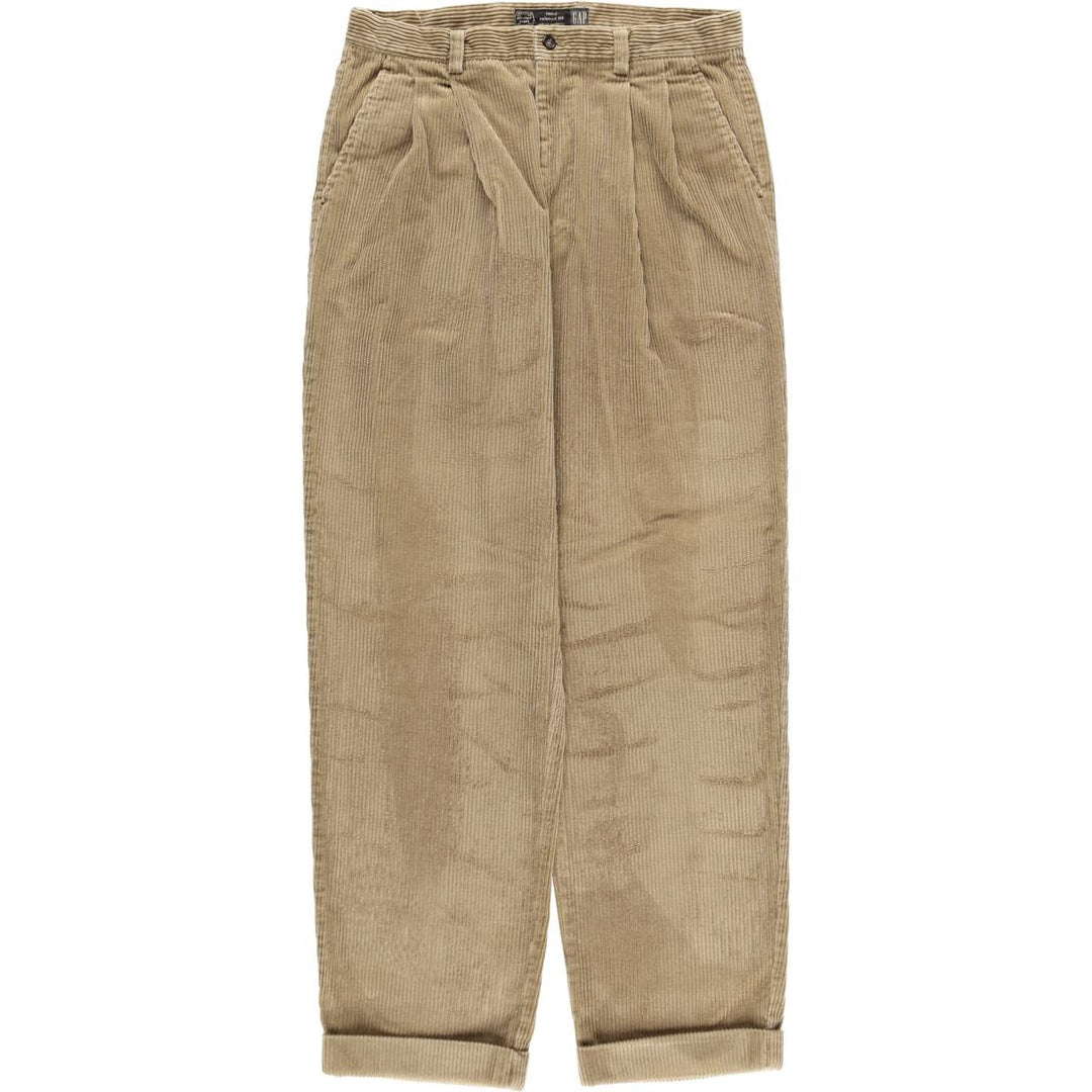 ELLOT Two-Pleat Corduroy Pants, Men's Size W34 (approx.) cotton Khaki type sage green Vintage Second Hand