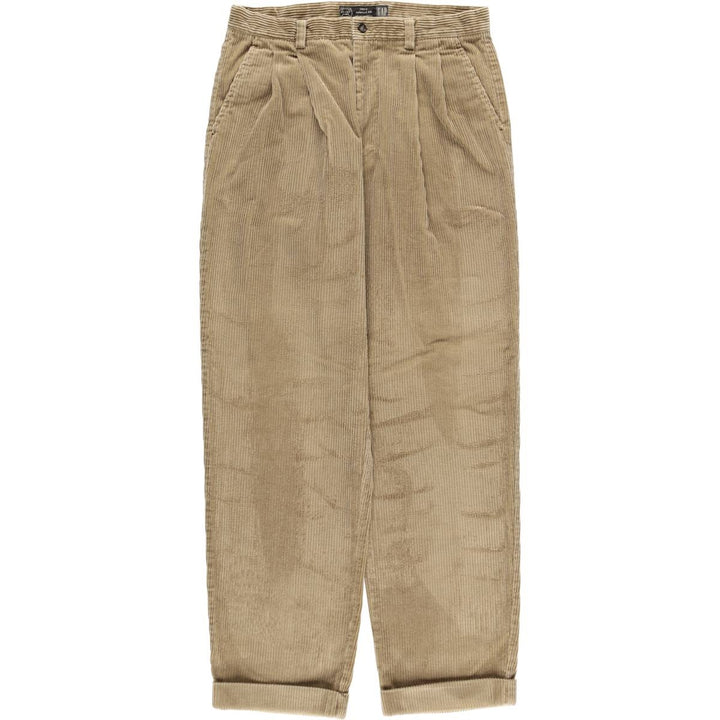 ELLOT Two-Pleat Corduroy Pants, Men's Size W34 (approx.) cotton Khaki type sage green Vintage Second Hand