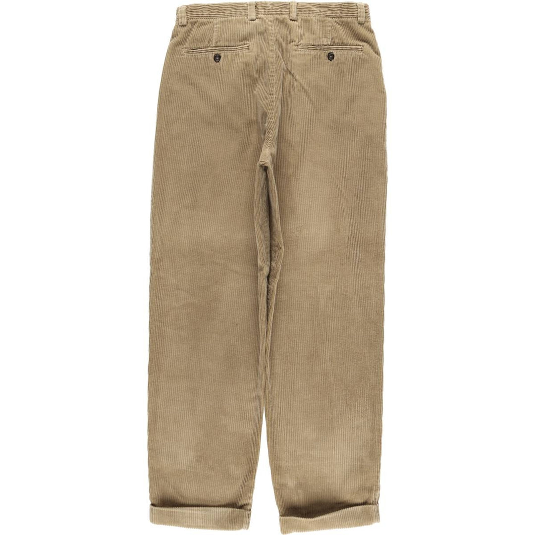 ELLOT Two-Pleat Corduroy Pants, Men's Size W34 (approx.) cotton Khaki type sage green Vintage Second Hand