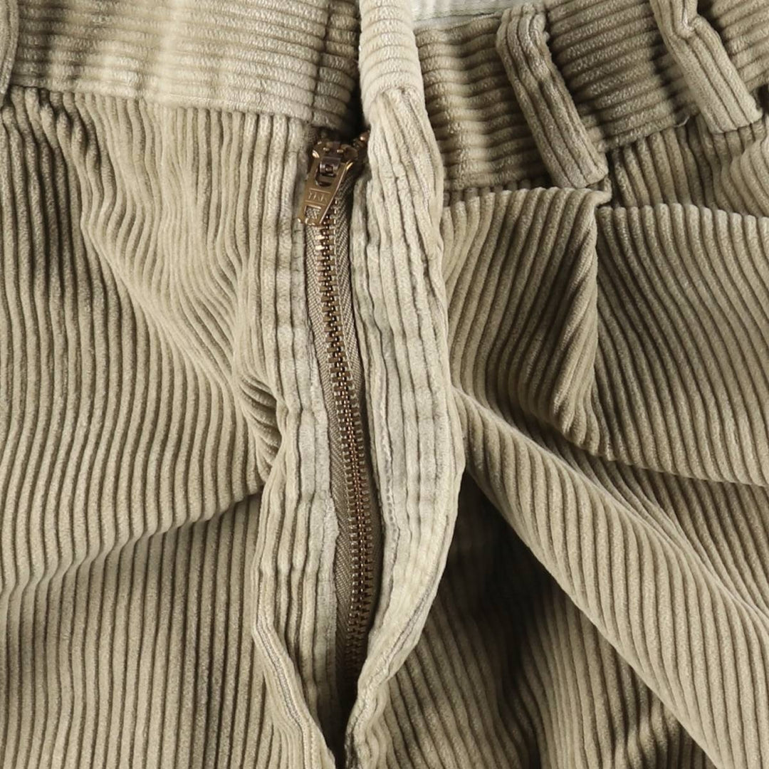 80s-90'S Eddie Bauer black tag, two-pleat, wide-wale corduroy pants, men's size W30 (approx.) cotton Beige type Vintage Second Hand
