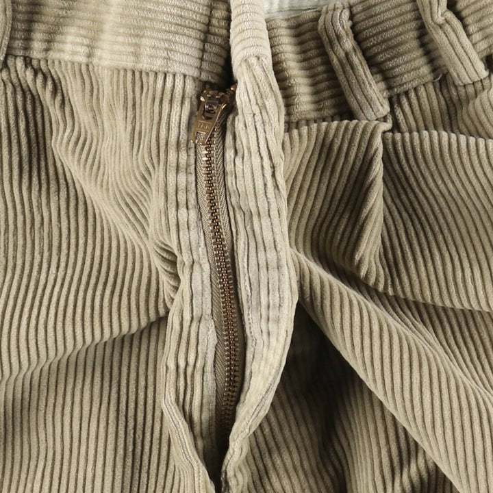 80s-90'S Eddie Bauer black tag, two-pleat, wide-wale corduroy pants, men's size W30 (approx.) cotton Beige type Vintage Second Hand