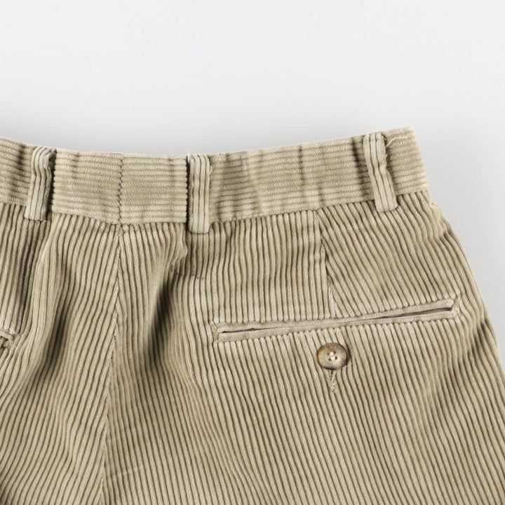 80s-90'S Eddie Bauer black tag, two-pleat, wide-wale corduroy pants, men's size W30 (approx.) cotton Beige type Vintage Second Hand