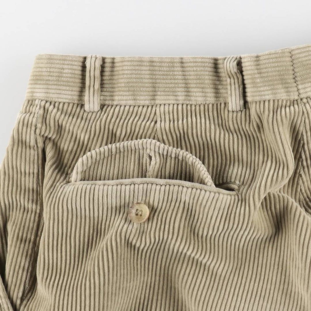 80s-90'S Eddie Bauer black tag, two-pleat, wide-wale corduroy pants, men's size W30 (approx.) cotton Beige type Vintage Second Hand