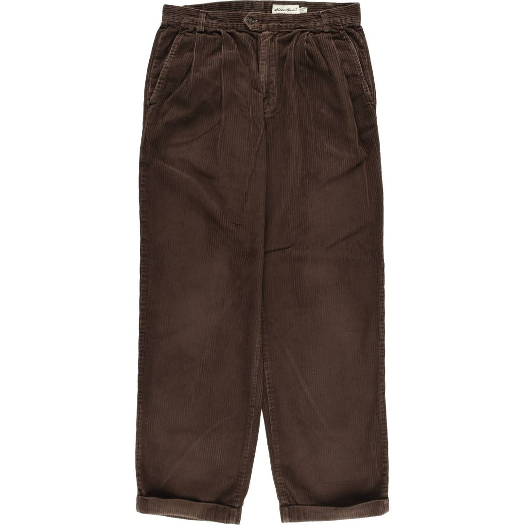Eddie Bauer Two-Puck Wide-Rib Corduroy Pants, Men's Size 34 cotton brown type Vintage Second Hand