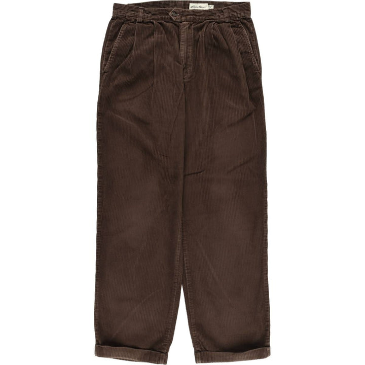 Eddie Bauer Two-Puck Wide-Rib Corduroy Pants, Men's Size 34 cotton brown type Vintage Second Hand