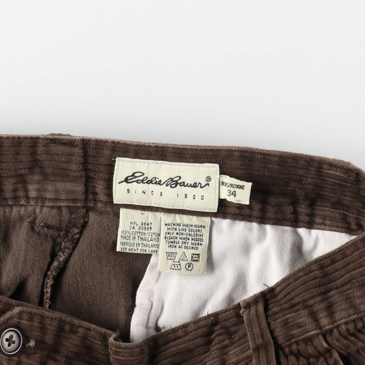 Eddie Bauer Two-Puck Wide-Rib Corduroy Pants, Men's Size 34 cotton brown type Vintage Second Hand
