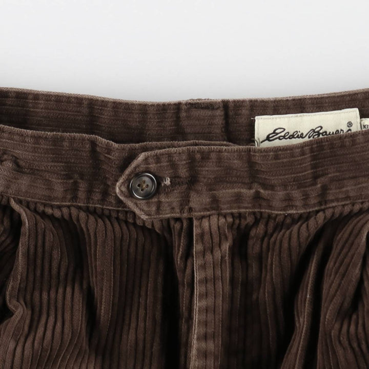 Eddie Bauer Two-Puck Wide-Rib Corduroy Pants, Men's Size 34 cotton brown type Vintage Second Hand