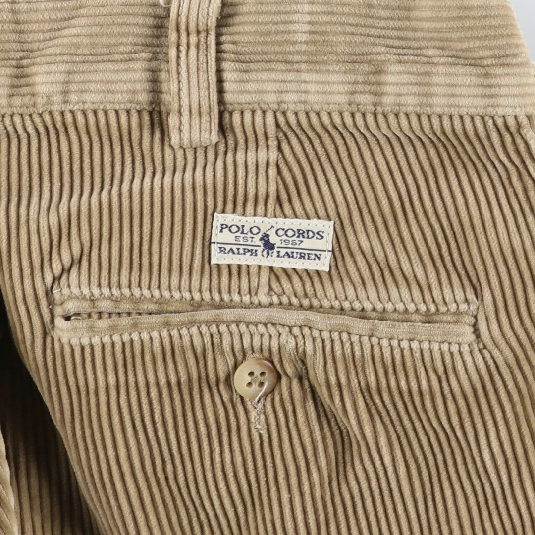 Ralph Lauren Polo by Ralph Lauren ANDREW PANT Two-pleat corduroy pants, men's size W34 (approx.) cotton brown type Vintage Second Hand