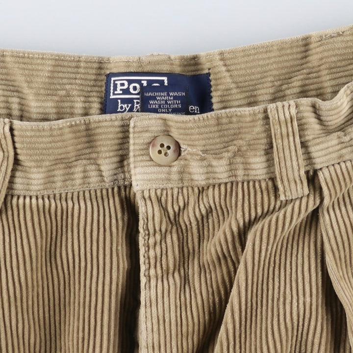 Ralph Lauren Polo by Ralph Lauren ANDREW PANT Two-pleat corduroy pants, men's size W34 (approx.) cotton brown type Vintage Second Hand