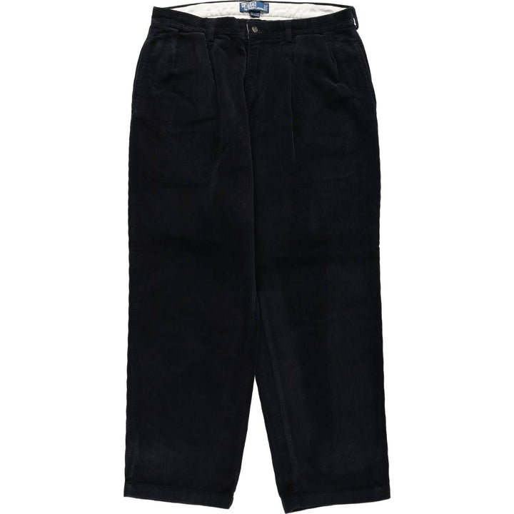 Ralph Lauren POLO by Ralph Lauren ANDREW PANT, two-pleat corduroy pants, men's size W35. cotton navy blue type Vintage Second Hand