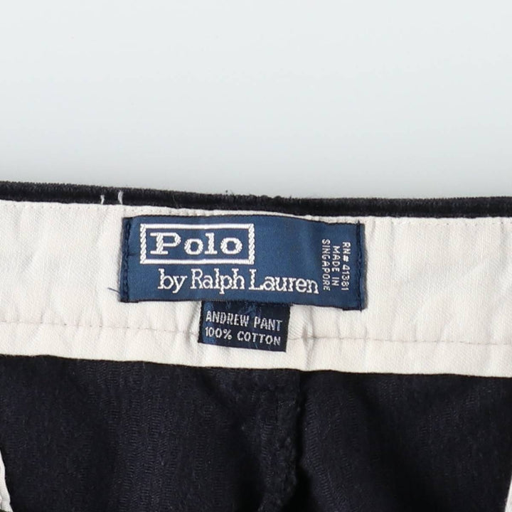 Ralph Lauren POLO by Ralph Lauren ANDREW PANT, two-pleat corduroy pants, men's size W35. cotton navy blue type Vintage Second Hand